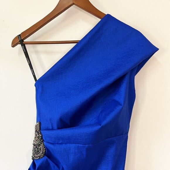 Joseph Ribkoff Royal Blue One Shoulder Embellished Party Dress - Picture 3 of 10